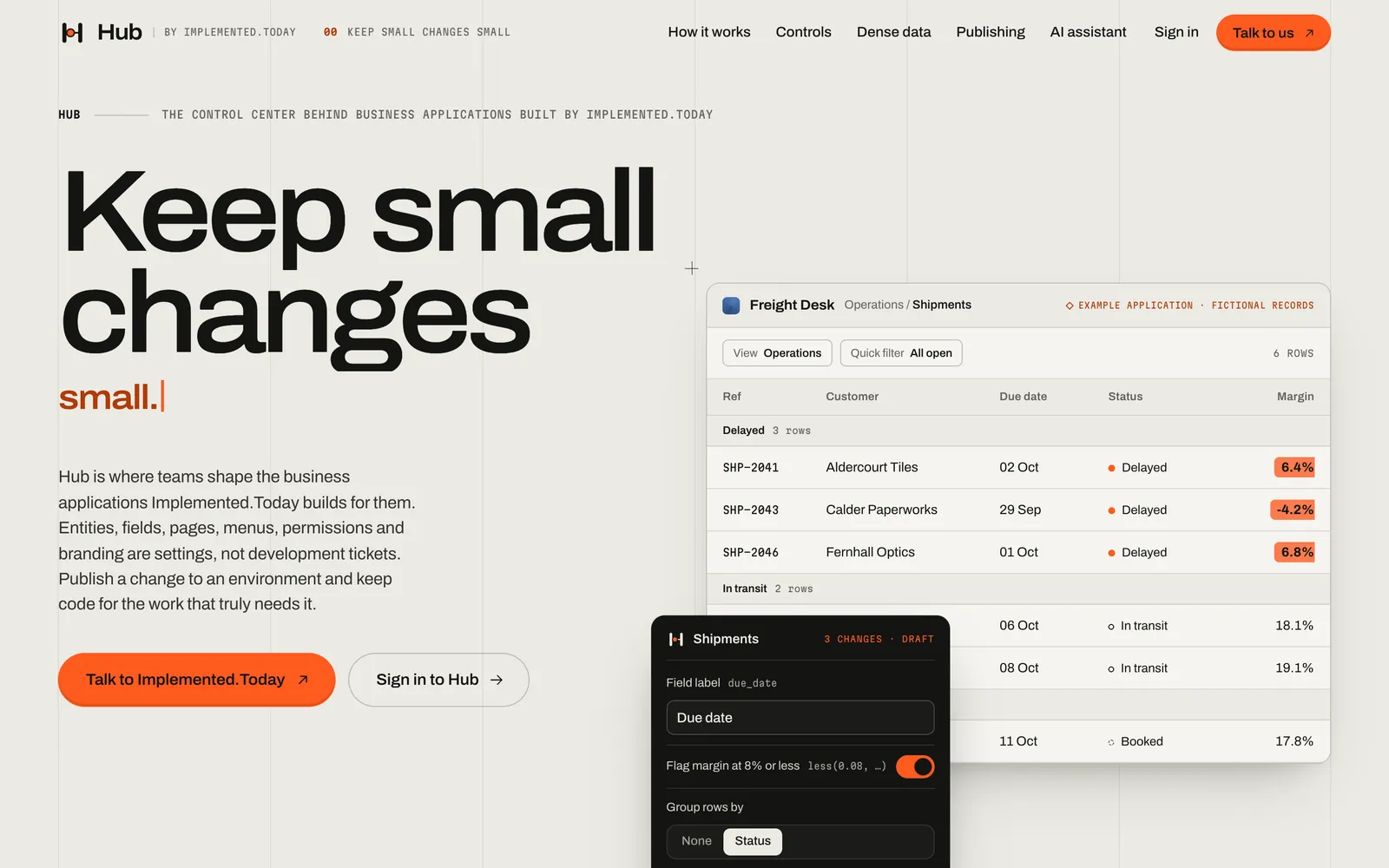 The Hub website at hub.implemented.today.